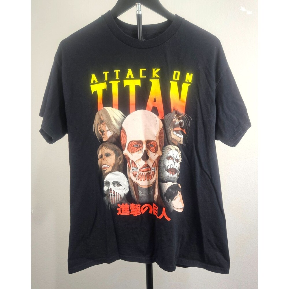 Attack on Titan Final Season Anime T-Shirt Men's Large Crunchyroll Black Tee